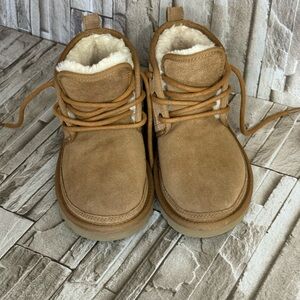 Tan Suede Ankle Boots with Fur Lining